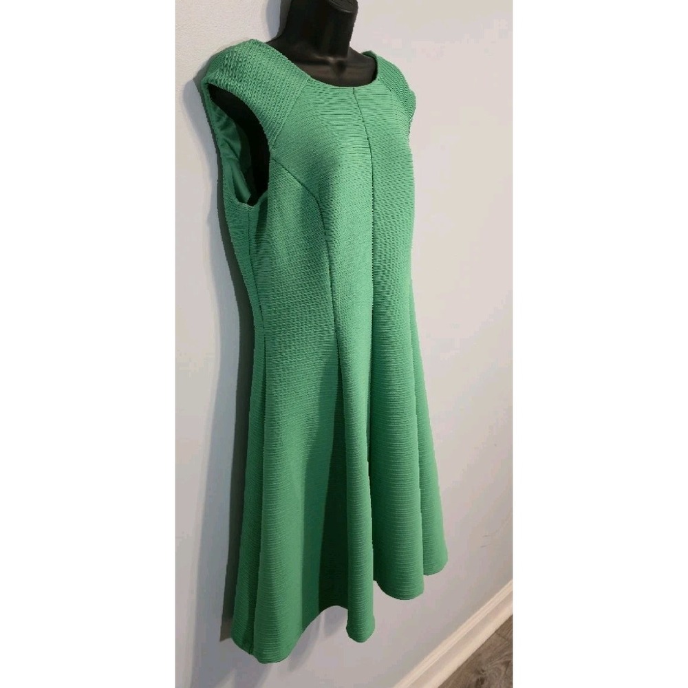 Sandra Darren Women's Green Ribbed A Line Dress Size 14‎ Formal Party